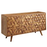thumbnail of Sideboard  Sheesham Massivholz Anrichte mit Türen & Schubladen : Größe - 141 x 60 x 49 cm