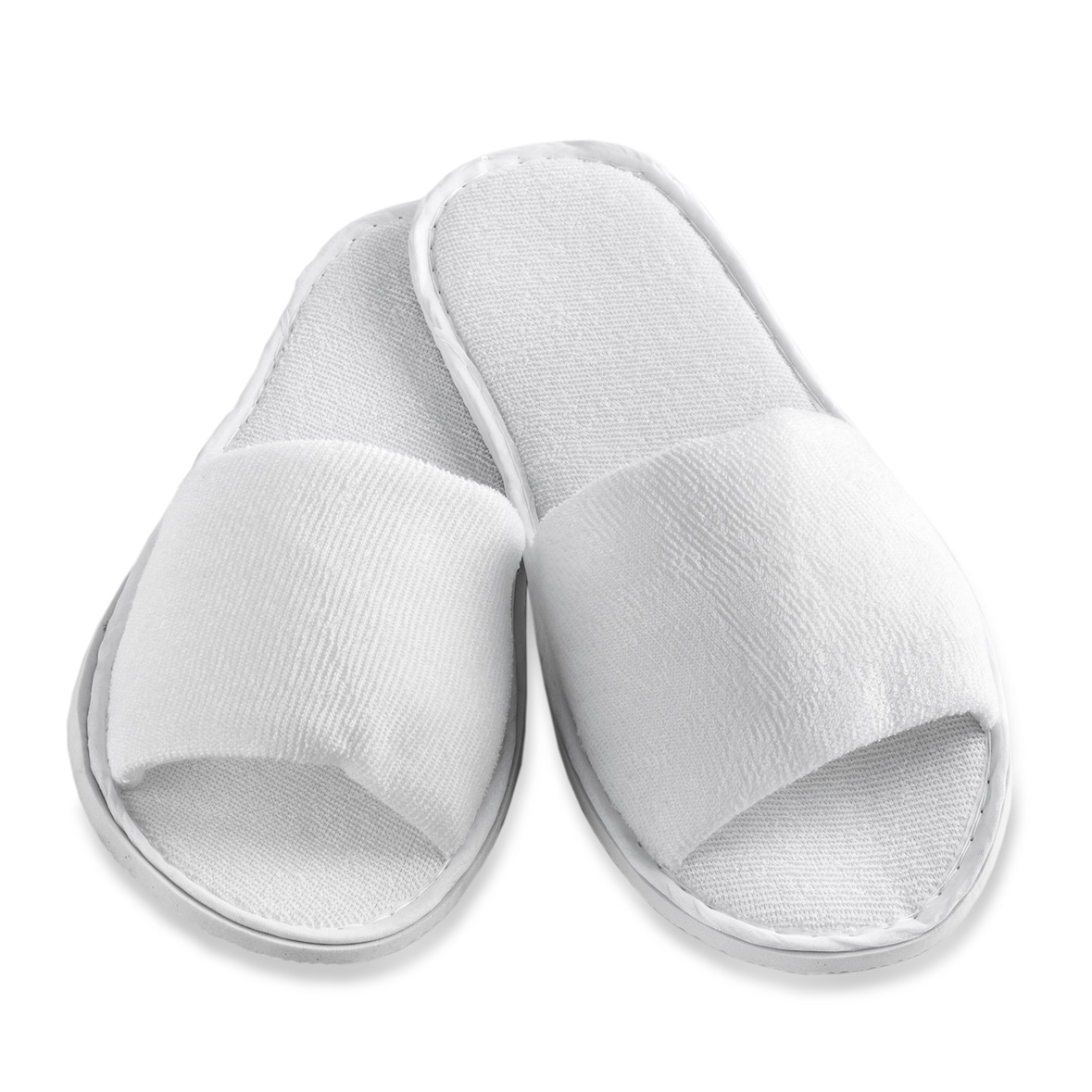 Praktische Frottee Hotelslipper 30 cm Länge vorne offen, 10 Paar, weiß