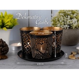 thumbnail of Kerzenhalter 3er Set Kerzenständer Teelichthalter rund schwarz gold