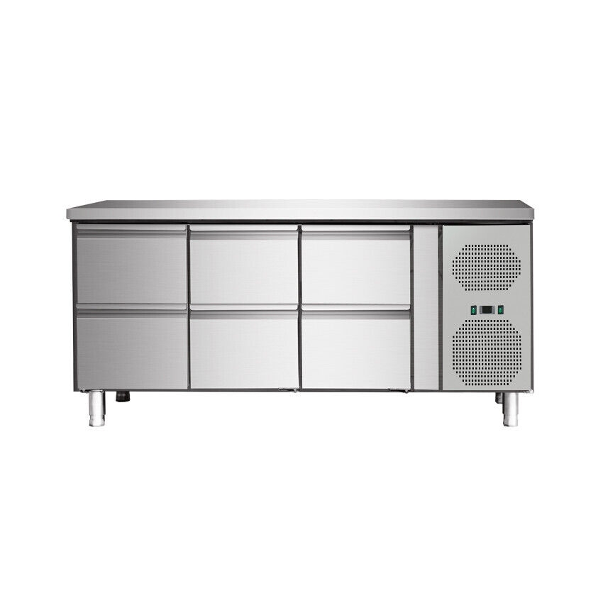 Wimar Gastro Edelstahl Kühltisch Kühltheke 6 Schubladen ohne Aufkantung 417 L -2/+8°C