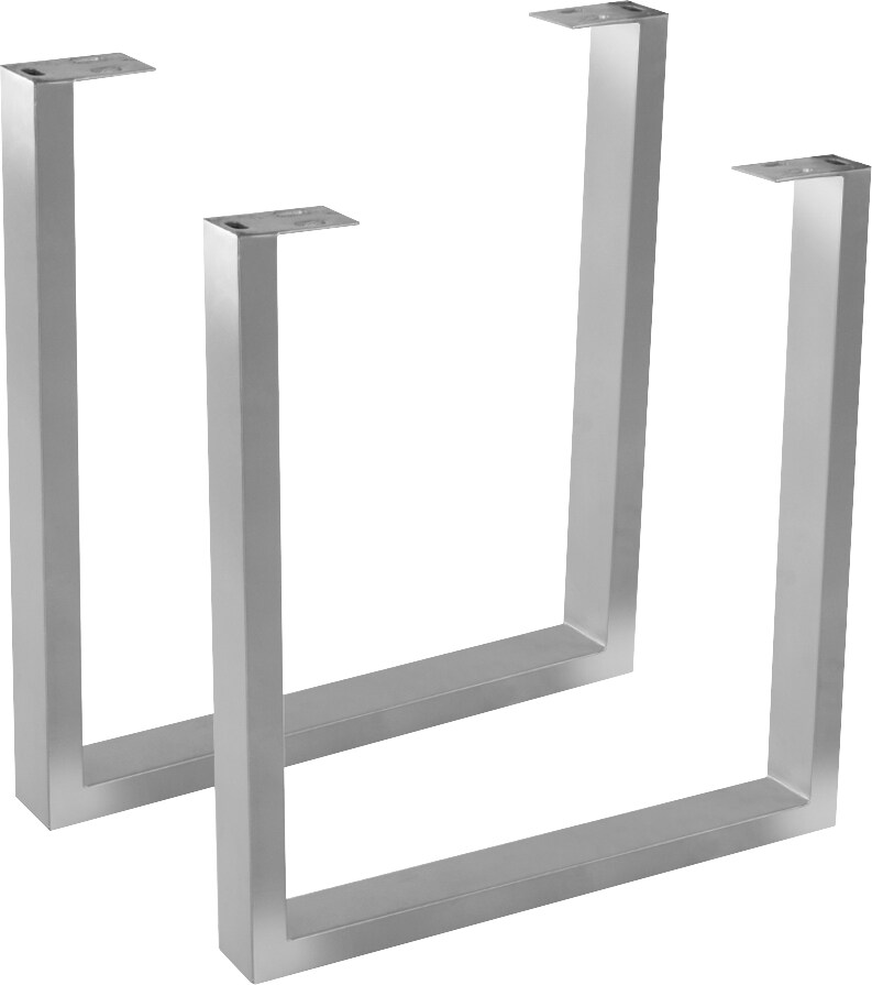 Tischgestell 2er Set Roheisen lackiert 70x10x74 cm silber U-Gestell
