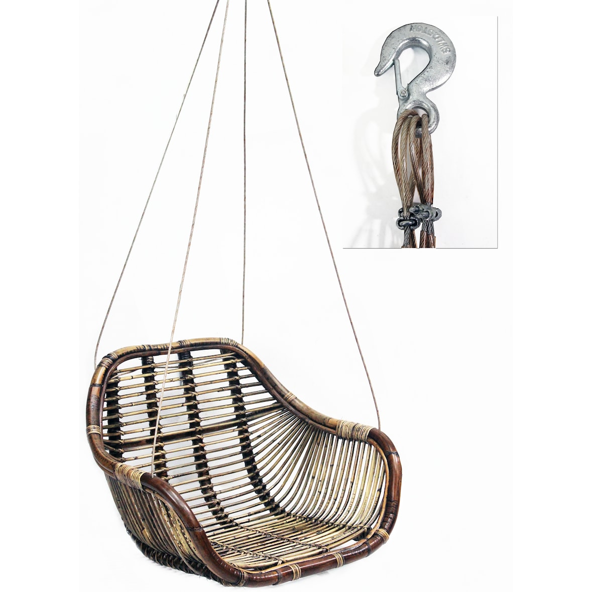 Hängesessel Hängestuhl Hängesitz Hängeschaukel Rattan Braun 66x65x49cm 300159