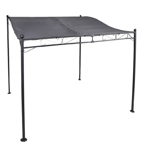 Pavillon Gartenpavillon 2,5x3 m Anbaupavillon Terrasse Pergola Sonnenschutz PU grau : Grau