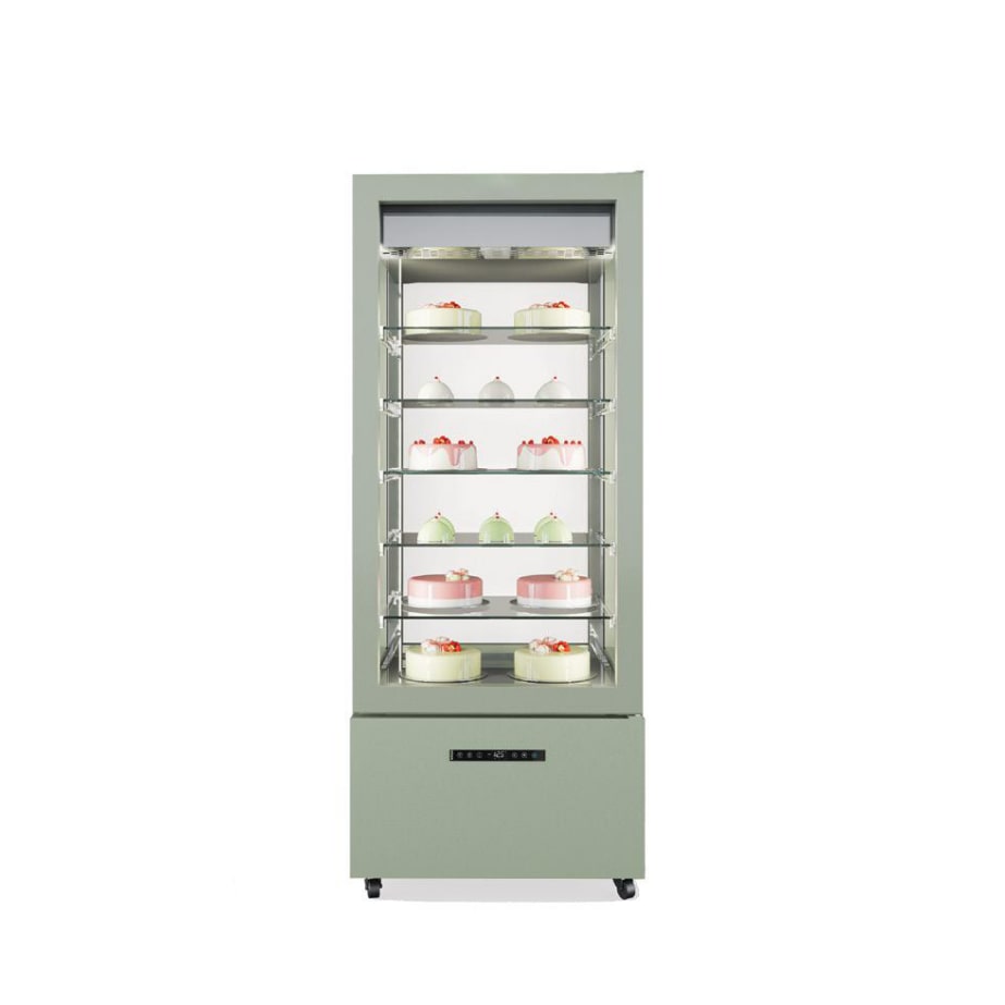 Vitrine réfrigérée verticale froid ventilé bi-température 4 faces vitrées pātisserie/desserts glacés 80x70x194 vert ITALCONCEPT GELIDA PREMIUM