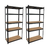 thumbnail of Pack 2 Estanterías Modulares con 5 Baldas Ajustables Negro 180x90x40cm 875Kg Thinia Home