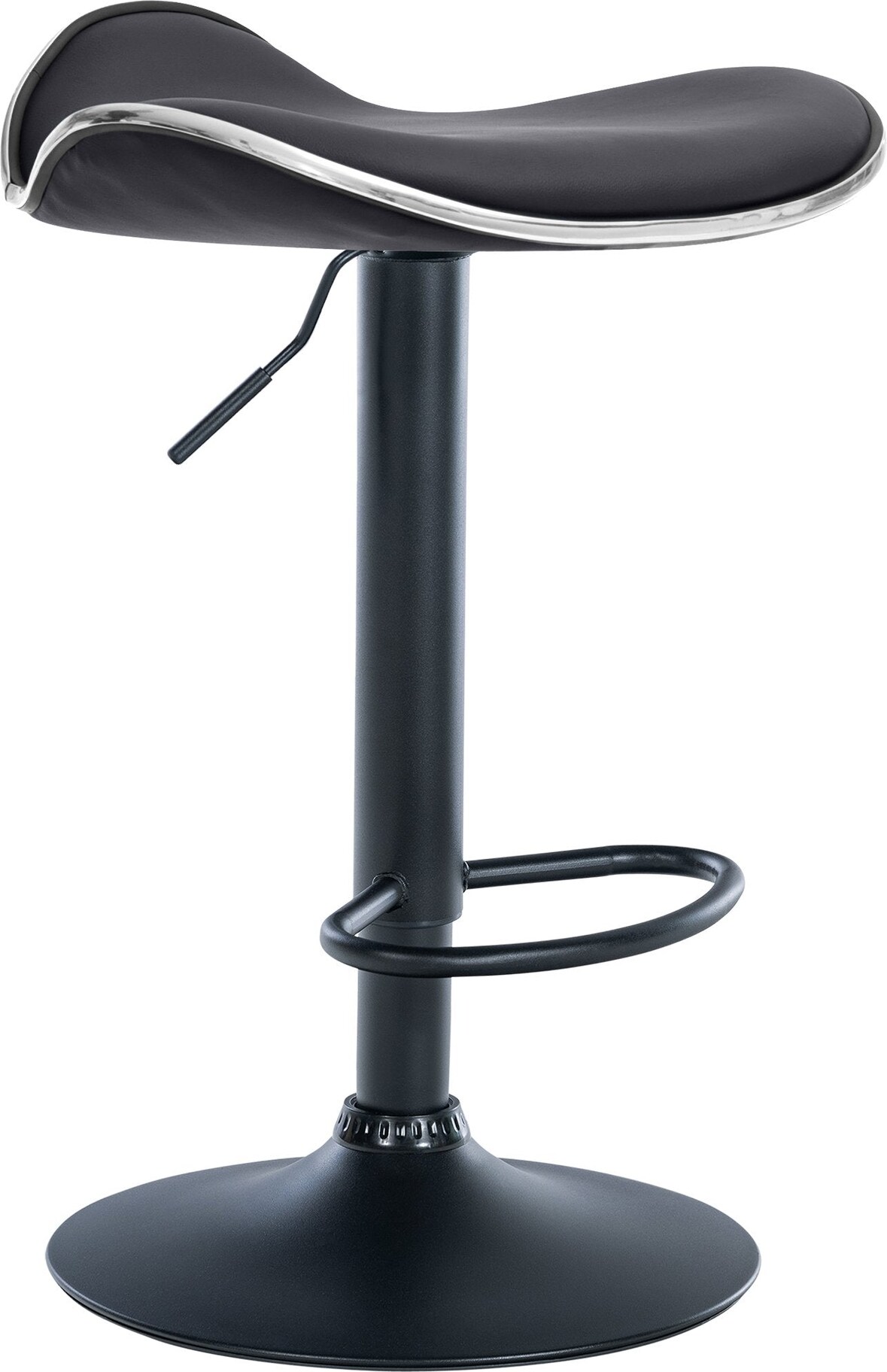 Décoshop26 - Barhocker x1 ergonomischer Sitz aus schwarzem PVC schwarzes Metallgestell in Trompetenform 10_0005383