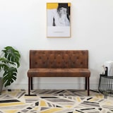 thumbnail of Sitzbank MAURI 120 cm Braun Wildleder-Optik | Küchenbank Esszimmerbank Flurbank mit Rückenlehne