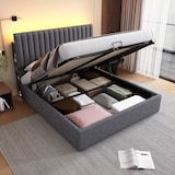 thumbnail of Merax Polsterbett Stauraum Doppelbett LED App-Control Bett mit aufladen USB Type C, Verstellbares Kopfteil ,160x200cm, Grau