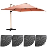 thumbnail of Sombrilla 3x3m y 4 losas de arcilla lastrada efecto madera