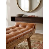 thumbnail of Sitzbank Echtleder / Massivholz Bank Braun 125x50x38 cm Chesterfield, Design Polsterbank Flur, Lederbank Bettbank 2 Personen, Flurbank
