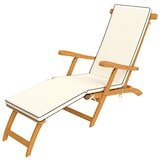 thumbnail of Sonnenliege klappbar aus Akazienholz 155x54x86 cm mit Fußstütze und Polsterkissen, ergonomische Gartenliege wetterfest, Teak