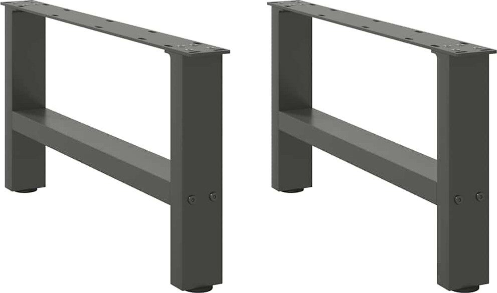 Helloshop26 - Set aus 2 modernen Couchtischbeinen mit verstellbaren Nivellierfüßen 60 x 30 cm aus anthrazitfarbenem Stahl 02_0057506
