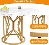 thumbnail of Esstisch rund 100x100x76 cm MDF Marmoroptik mit Metallgestell verstellbare Füße hohe Stabilität für Esszimmer Wohnzimmer Gold