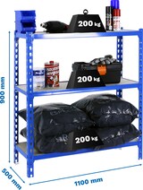 thumbnail of SimonRack Estantería Metálica, 900x1100x500 mm, 3 Alturas, Bandeja Madera, 200 kg de Punto Flexión, Azul/Madera - Maderclick