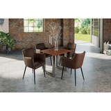 thumbnail of Esstisch Baumkante massiv Akazie nougat 80 x 80 cm silber LAUREN