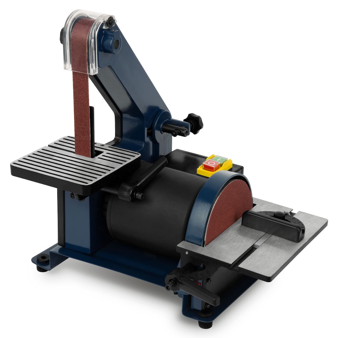 EBERTH Bandschleifmaschine 300W – elektrisch, mit Tellerschleifer, verstellbar, inkl. Schleifpad & Schleifband