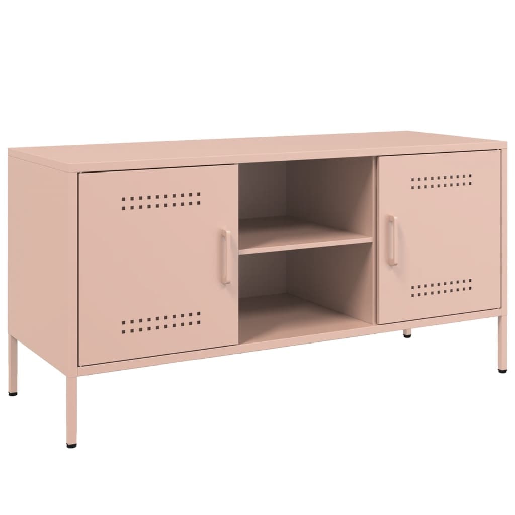 Helloshop26 - Multimedia tv-meubel tv-plank tv-dressoir eetkamer woonkamer slaapkamer roze 100,5 x 39 x 50,5 cm staal roze 02_0028282