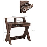 thumbnail of COSTWAY Computertisch mit Schublade, Schreibtisch mit Monitorerhöhung, Arbeitstisch in X-Form aus Holz für kleine Räume, Zuhause und Büro