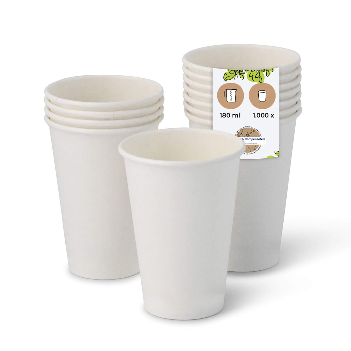BIOZOYG Pappbecher 1000 Stück 180 ml / 7,5 oz, weiß - Becher für Heißgetränke - Kaffeebecher to go aus Pappe - Einwegbecher, Alternative zu Plastik