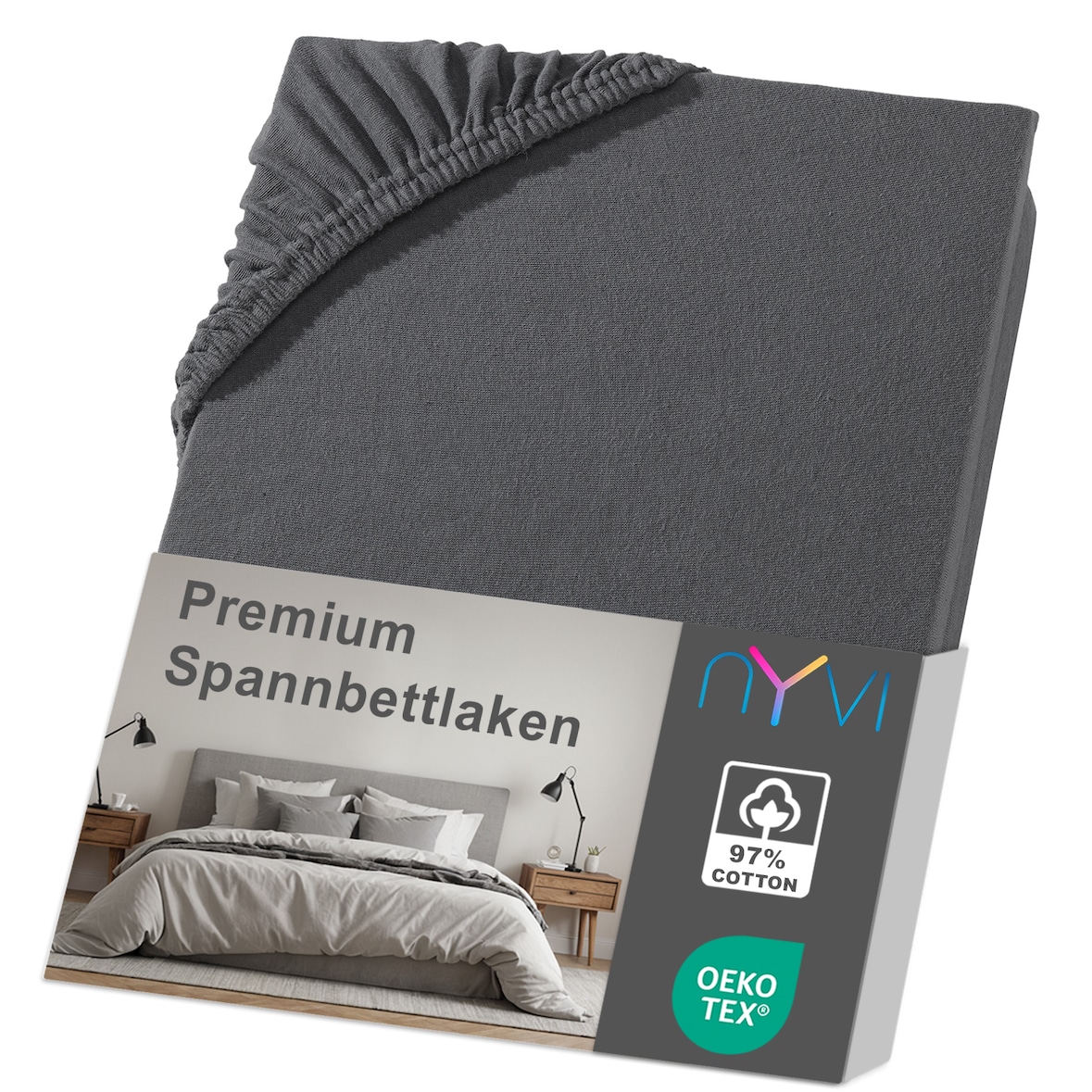 Spannbettlaken DreamScience Premium - Komfort Spannbetttuch, 190g/m², Einlaufschutz, Bügelfrei, mit Gummizug 140x200 - 160x200 cm anthrazit