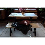 thumbnail of Sitzbank Baumkante 140 cm natur massiv Akazie X-Gestell schwarz