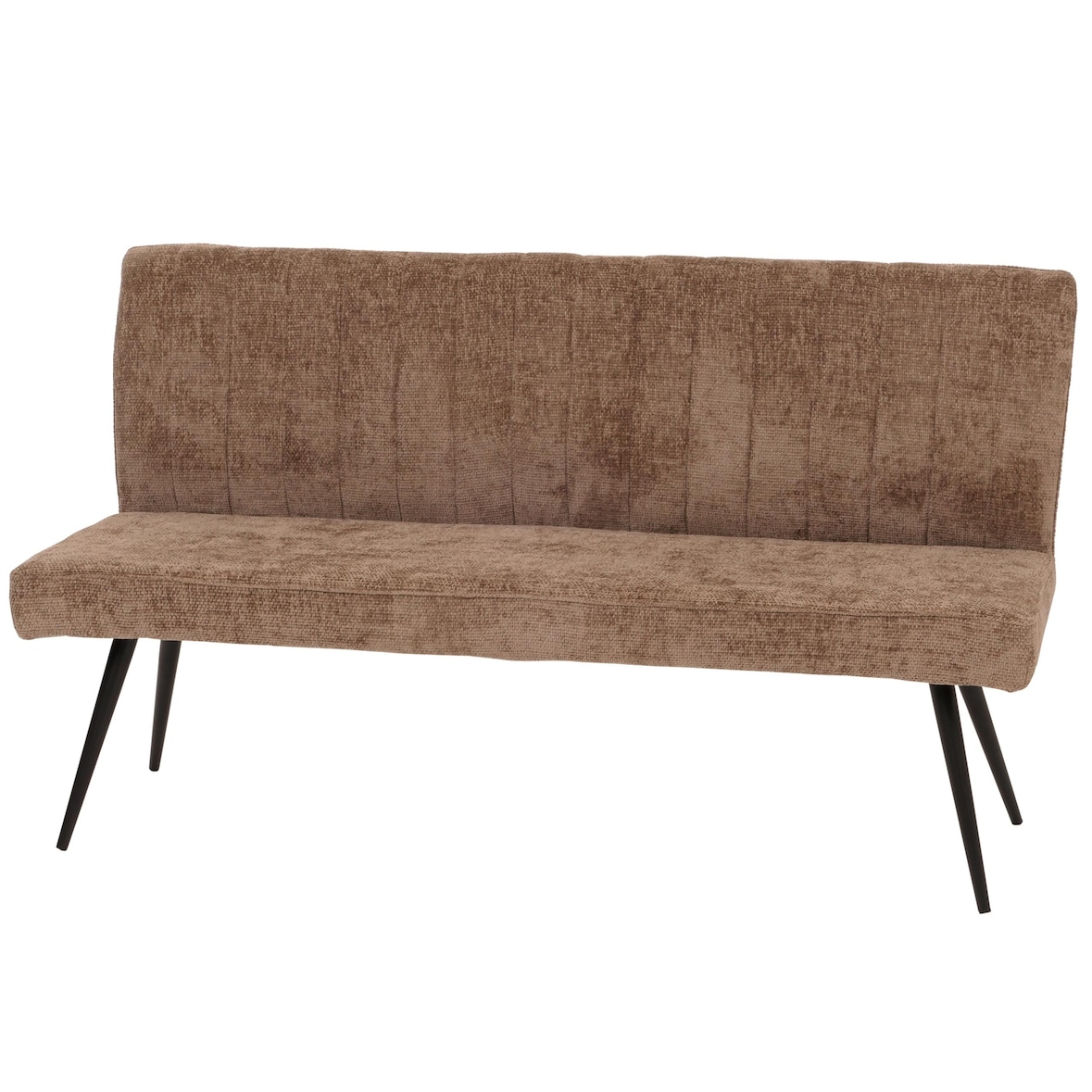 Sitzbank HWC-K16, Esszimmerbank Bank Polsterbank, Rückenlehne Stoff/Textil Chenille Metall 160cm ~ braun