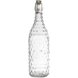 thumbnail of Garrafa de vidro com tampa basculante de 1 litro – Vidro transparente com padrão de bolhas – Transparente