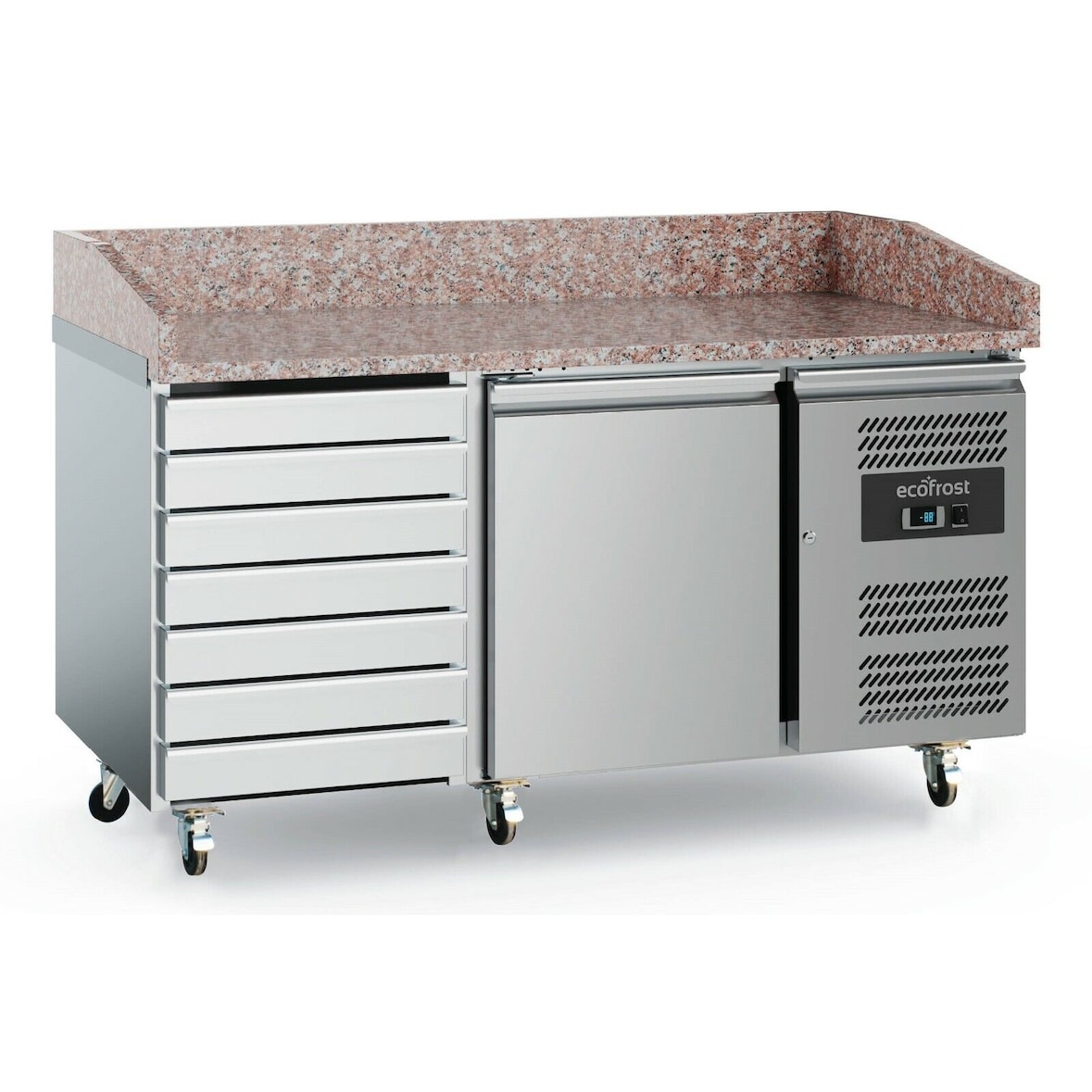 Gastro pizzatafel Gekoelde toonbank RVS 1510x800x1000mm 390l +2/+8°C