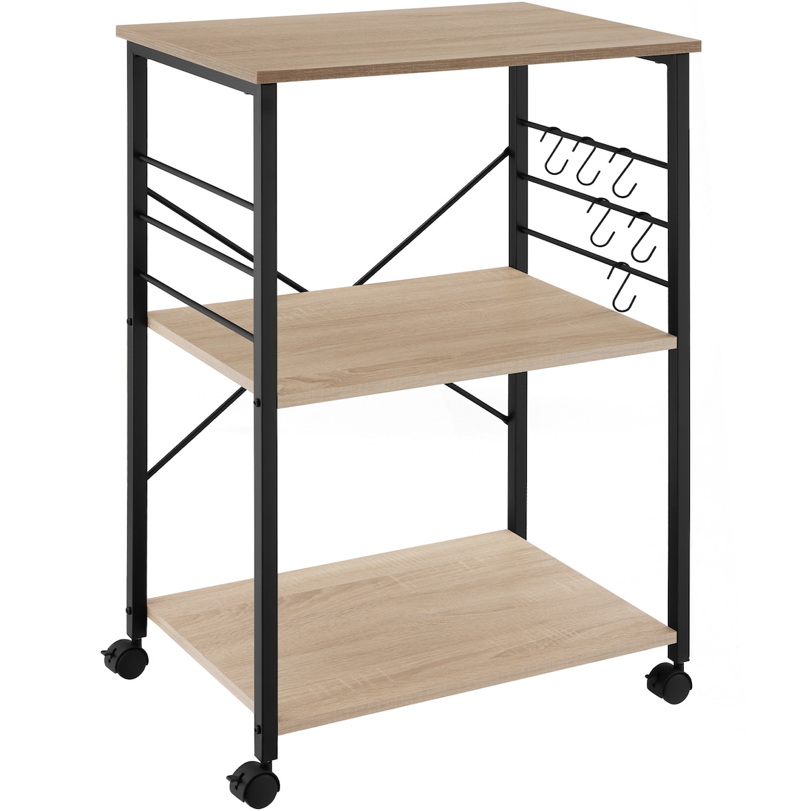 tectake Carrito-estantería Rugby 65,5x45,5x88,5cm  Madera Industrial Clara, Roble Sonoma