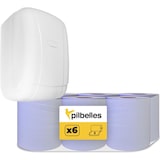 thumbnail of PILBELLES Pack 6 Rollos de Papel Secamanos Mecha Azul + Dispensador de Papel Secamanos