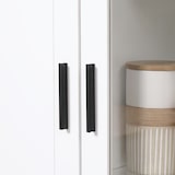 thumbnail of HOMCOM alacena de cocina mueble auxiliar de cocina con puerta de vidrio y estantes ajustables para salón comedor 76x36x160 cm blanco