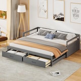 thumbnail of Ausziehbares Schlafsofa 90/180x200 cm aus Kiefernholz mit Stauraum – Elegantes Design und hoher Komfort Grau