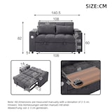 thumbnail of Merax Schlafsofa 3-in-1, 2-Sitzer mit verstellbarer Rückenlehne, USB, verstecktem Tisch & Getränkehalter, Grau