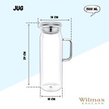thumbnail of Wilmax Borosilikat Glas Krug mit Edelstahl-Deckel, 1500ml