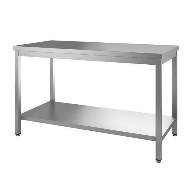Gastro-Inox werktafel van roestvrij staal met onderblad 1300x700x880mm
