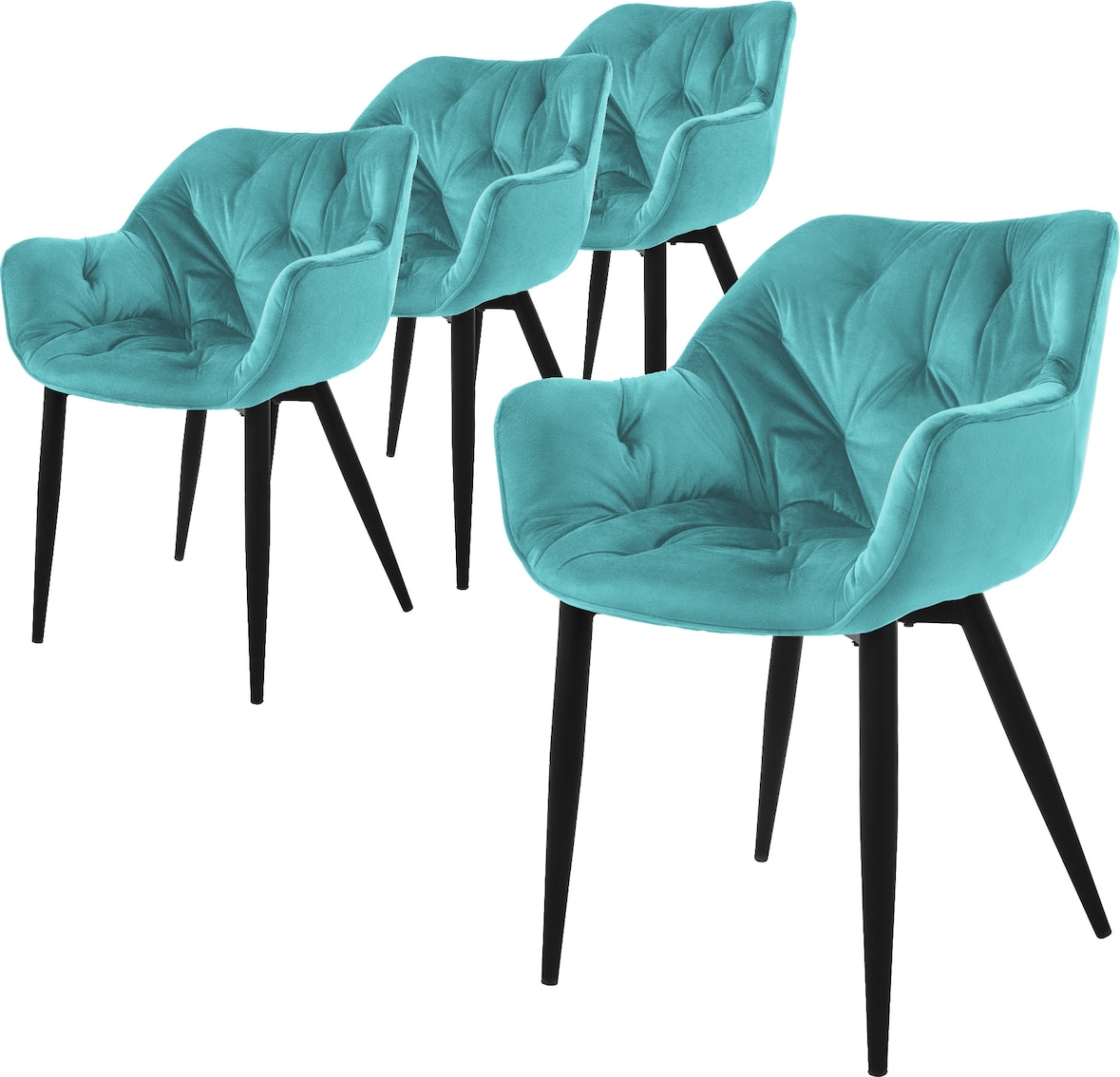 4er Set Stühle Esszimmerstühle Küchenstuhl Wohnzimmerstühle Polsterstuhl Samt Blau
