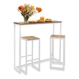 thumbnail of Conjunto Mesa Alta Eco-Line 118x30x110cm y 2 taburetes Blanco en madera maciza de pino acabado envejecido estilo Industrial Box Furniture