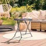 thumbnail of Relaxdays Gartentisch, klappbar, HxD: 74 x 80 cm, Rattanoptik, Kunststoff & Stahl, wetterfest, runder Balkontisch, grau