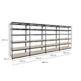 thumbnail of PROREGAL Mega Deal 4x Étagère charge lourde GIANT TIGER XL | HxLxP 220x120x60cm | 265kg par niveau | Noir | Étagère robuste de garage
