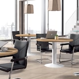 thumbnail of Mesa de reunião redonda Rocada com tampo de 120cm de diâmetro e base metálica. Altura 72cm. cor: antracite / tampo cinza