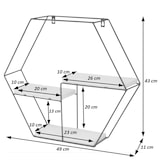 thumbnail of Wandplank HWC-K76, Hangende plank Zwevende plank, 3 planken Metalen massief hout Industrieel 43x49x11cm ~ wit