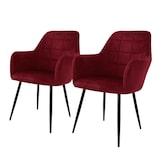 thumbnail of ECD Germany Esszimmerstühle 8er Set Samt Schwarz & Bordeaux, mit Armlehnen, Metallbeine, gepolsterte Küchen- & Wohnzimmerstühle