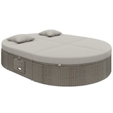 thumbnail of Merax rotan zonne-eiland voor 2 personen, verstelbare rugleuning en zijplateau, grijs
