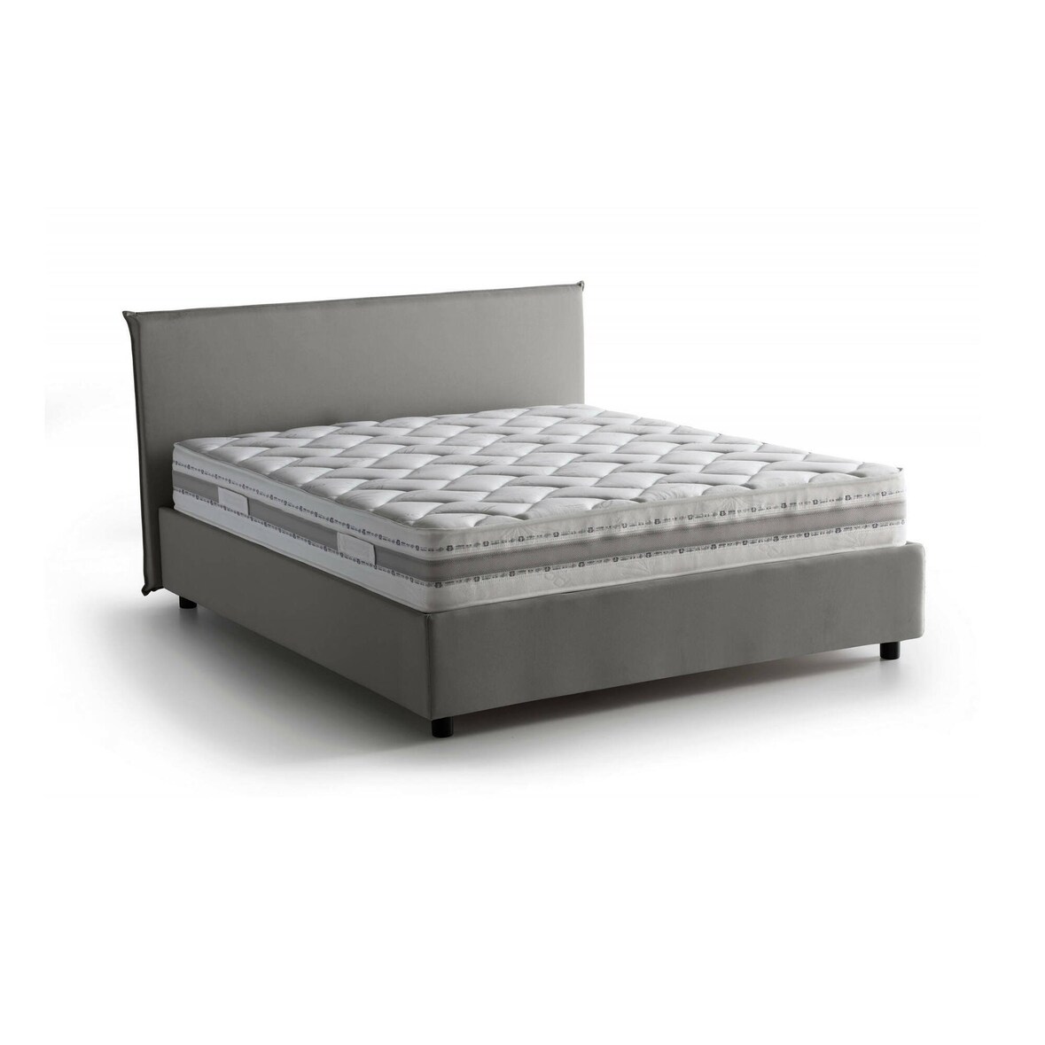Dmora Letto matrimoniale Bibiana, Letto contenitore con rivestimento in tessuto, 100% Made in Italy, con materasso Cm 160x190 incluso, Grigio