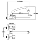 thumbnail of Grifo monomando de cocina de pared Tajo 110mm