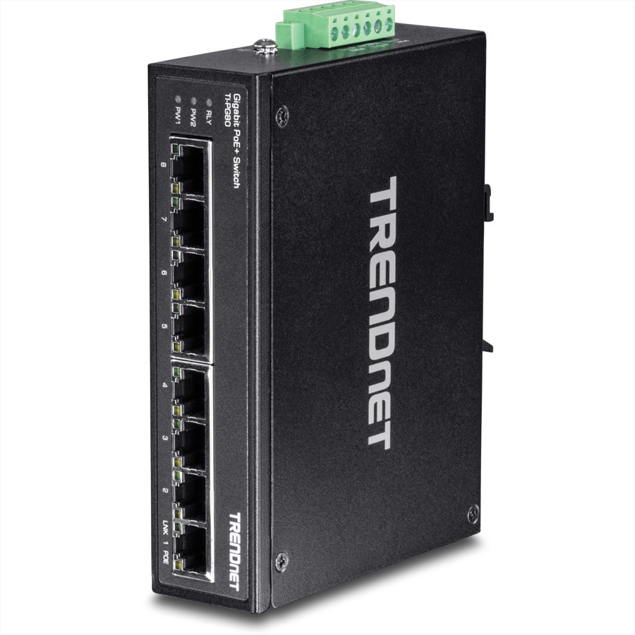 TRENDnet TI-PG80 Switch industriale temprato a 8 porte con guida DIN Gigabit PoE+