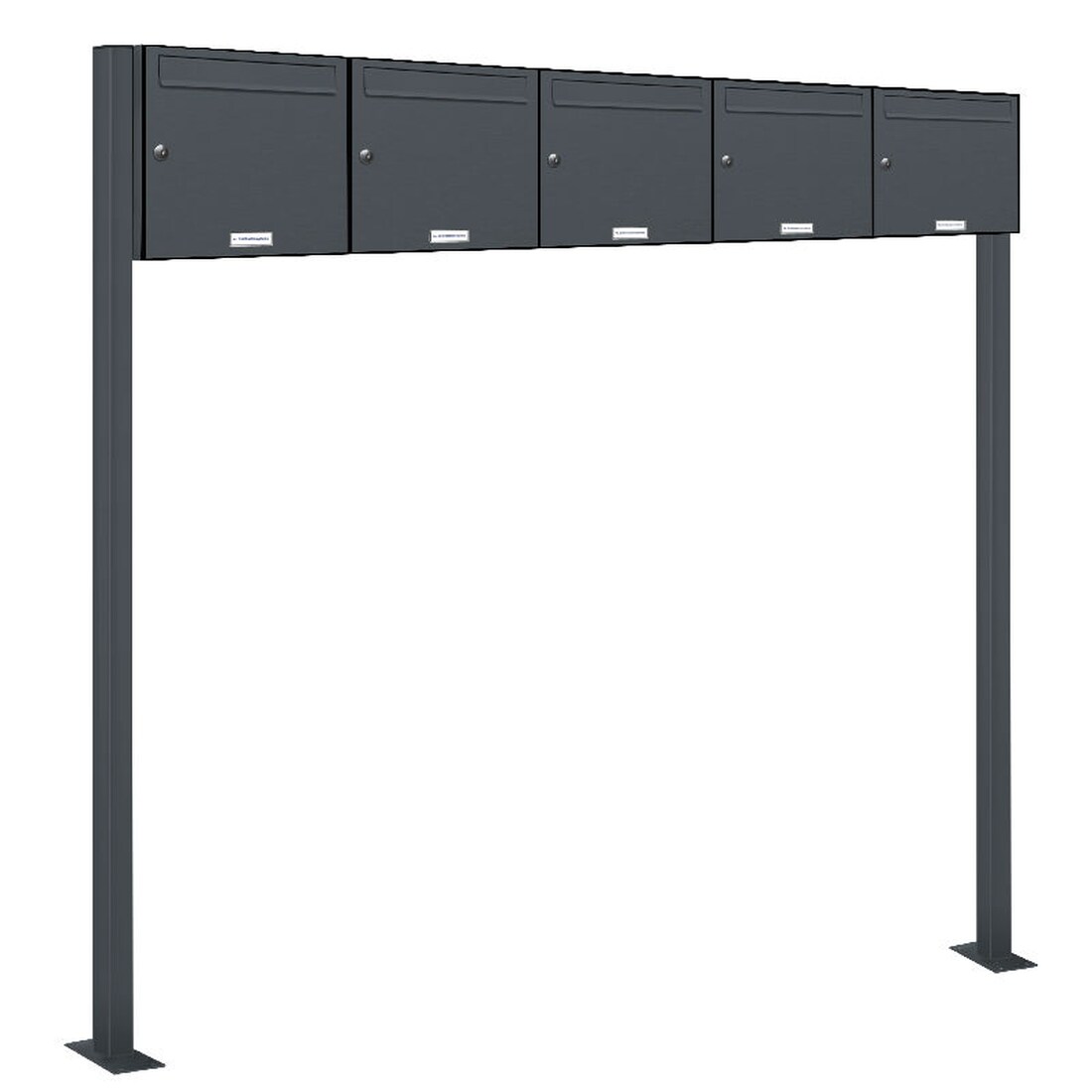 AL Briefkastensysteme 5 Fächer Premium Stand Briefkasten Anlage in RAL 7016 Anthrazit Grau Post A4, robust, wetterfest, Artikelnummer: 331P5S5P7016