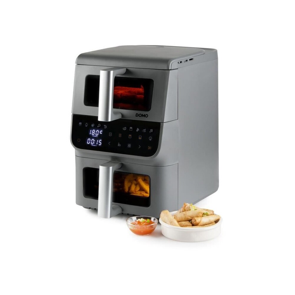 Friteuse Sans Huile - Domo - Airfryer Do550fr - Double Cuve 3.5 L + 6,5 L - 10 Programmes - 2500 W
