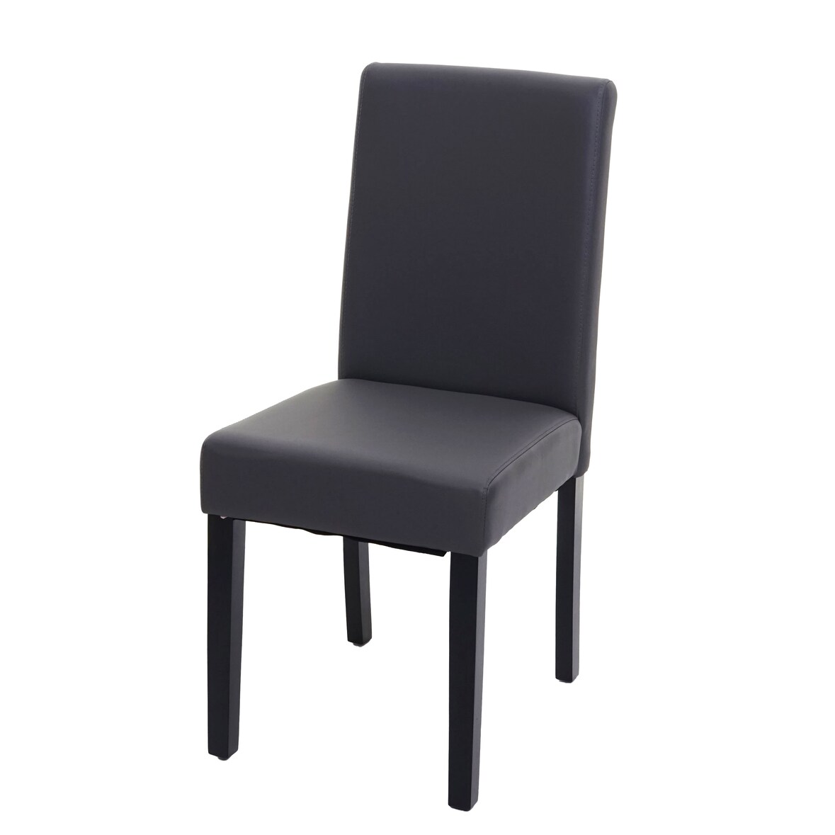 Esszimmerstuhl Littau, Küchenstuhl Stuhl, Kunstleder ~ grau matt, dunkle Beine