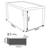 thumbnail of Tavolo rettangolare 150x90 cm da esterno giardino con struttura in acciaio rivestito in wicker e piano in vetro opaco 5 mm Portorico -  White